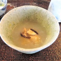 心根 - 先付　白子天ぷら　焼き椎茸　百合根すり流し