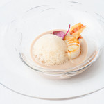 h Iru Purofumo - クリーミーなポルチーニのスープ その泡と帆立のソテーを浮かべて
