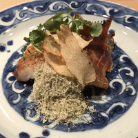 炭火割烹 いふき - ●焼物  ・きんきの塩焼き　付け合わせにとろろ昆布と上には海老芋の煎餅ていれぎを添えて