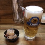 Sendai Homura - 生ビールとお通し