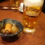 海鮮居酒家 七福水産 - 生ビールとお通しのおでん