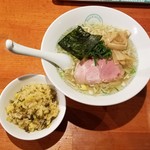 麺屋 六感堂 - 太刀魚煮干中華そば（しお）＋高菜の炊き込みご飯
