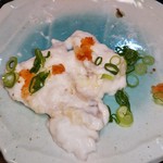 白子にももみじおろしつけてスプーンで食べます