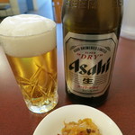 中華餃子王 - 瓶ビール（アサヒスーパードライ，お通し）