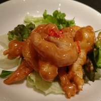 廣東料理 民生 ヒルトンプラザウエスト店 - 海老の味噌ソース～なかなかハマる味わい