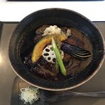 蕎麦さとやま - 特製カレー南蛮　トッピング野菜/辛さ モエレ＠1400円