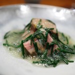 傳 - 低温で火入れした豚のみぞれ餡掛け