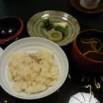 海石榴 - 止椀、松茸ご飯、香の物