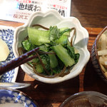 菜菜cafe - 小松菜煮浸し　昆布の塩加減とのバランスがいいミャ