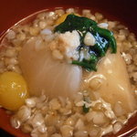 土家 - 23年11月　蕪とお麩の蕎麦の実餡かけ