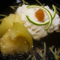 紀風 - 鱧と賀茂ナス，ジュンサイのお椀