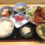 のざき - アジフライ定食。みんな美味しい