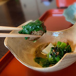 精進料理 慶月 - ◆座付
      菜花、百合根、大徳寺麩 辛子和へ