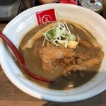 中華盛そば ㊂亭 - 煮干しラーメン　ドロドロ系のスープは、煮干しの香りしまくりっ！！煮干しの旨み出まくりっ！！超濃厚♪それでいて嫌な臭みは全くありません◎具材は、大きなチャーシュー・刻みネギ・生姜・長～い穂先メンマ。これらもまたしっかりおいしいです☆☆☆スープを残し、追い飯＆わさびを楽しみました♪これがまたうまいっ！！わさびの爽やかさと煮干しの濃厚さがベストマッチ◎　2019/01/04