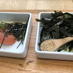 田頭茶舗 - *基本のセットにトッピングを選び追加します。 「辛子明太子（230円）」と「海苔(90円）」、基本セットと合計で972円（税込）