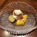 Shiawase Zammai - 柿とイチジクとサツマイモのレモン煮の白和え