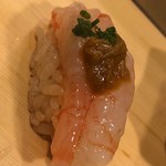 おけい鮨 - 甘えびと甘えびの味噌ソースのせ