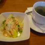 Kafe Terasu Akane - パスタセットのスープ＆サラダ