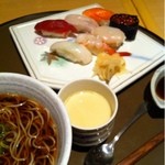 おたる遊膳 - にぎり寿司そばセット 980円