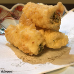 御料理 寺沢 - 穴子の大葉巻きの天ぷら