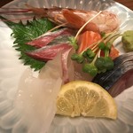 sobatosakanatousuke - 魚介は６種が別皿にての提供