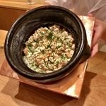 食事：河豚の炊き込みご飯