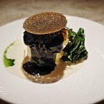 ル・ジャルダン・デ・サヴール - フグとトリュフの菓子仕立てと焼き白子のトリュフピューレ