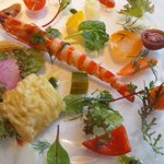 唐津産車エビと特別栽培野菜のサラダ仕立て