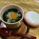 彩懐石 わらび高砂 - あおさとしらすの茶碗蒸し