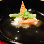 銀座 しのはら - 半生のばちこと帆立しんじょうとうるいの椀