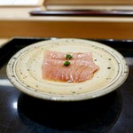 鮨みなと - ［2019/02］酒肴② めじまぐろ かるく漬け ねぎペースト