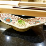 鮨みなと - ［2019/02］酒肴③ かわはぎ 肝 シャリ