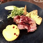 セルサルサーレ - ラム グリーンペッパーと赤ワインのソース 燻製マッシュポテトと筍