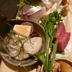 嬉々 わらまさ - かきポンズ、本まぐろ中トロ、シマアジ