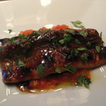 穴子の炭火焼きとズッキーニのスキャッチャータ添え