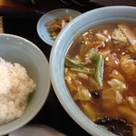 Chiyuuka Resutoran Tarou - 広東麺と餃子のセット　７００円。