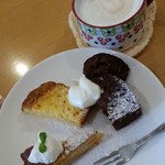 Kuma Cafe - きんかんタルト、にんじんケーキ、ごぼうショコラとカフェオレ