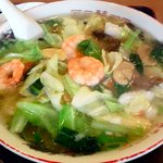 大福元 - 2011.11.5のランチﾒﾆｭｰ｢①海鮮ラーメンセット ￥818｣､海鮮ラーメンをアップ｡具沢山です｡