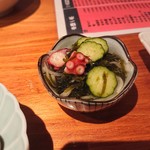 居酒屋 武双 - 2019年2月　お通しのタコと胡瓜の酢の物