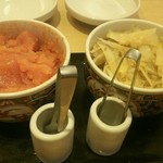 天麩羅 えびのや - 食べ放題の明太子と漬物