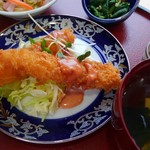 喫茶ゆうほ～ - メインの海老フライ
