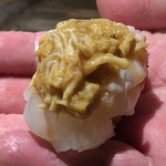 菊鮨 - レア感が残る仕上がりで、味噌もタップリ。もちろん美味しい。