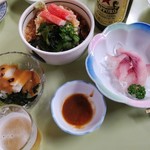 鯉とうなぎのまるます家 - うどのぬたにたぬき豆腐