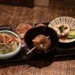 Kakureya Shibuten - 前菜4種盛り(オススメ3品＋お好み1品)