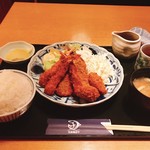 日本海庄や - 海老、鯵、牡蠣フライ定食