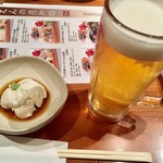 和食・酒 えん - お通しのもっちり豆腐とドライ生