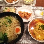 玉龍 - 塩ラーメン定食(天津飯)