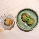 新ばし 星野 - ふきのとう、なまことこのわた