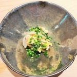 新ばし 星野 - フグ、フグの皮、カワハギの肝和え、白菜