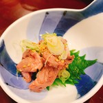 鳥田中 - 京鴨ハツ湯引き刺し  450円